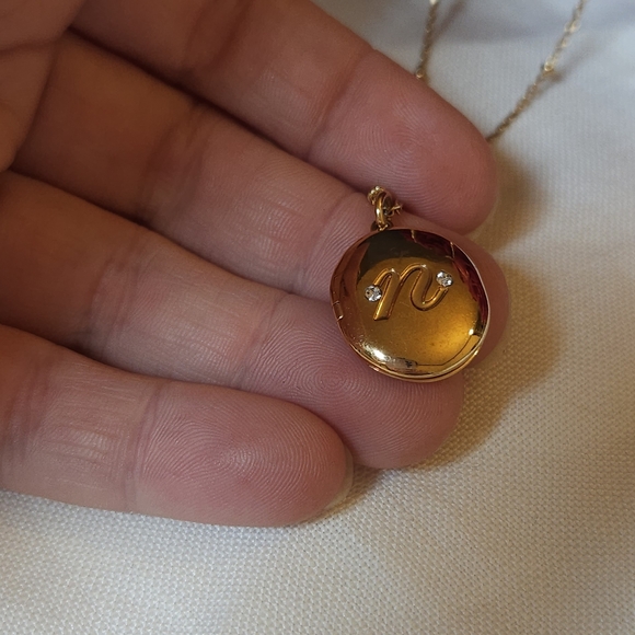 Kate Spade Golden Letter N Monogram Locket on Dainty Chain - Picture 3 of 13